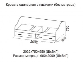 Кровать одинарная с ящиками (Без матраца 0,9*2,0) в Ханты-Мансийске - hanty-mansijsk.magazin-mebel74.ru | фото